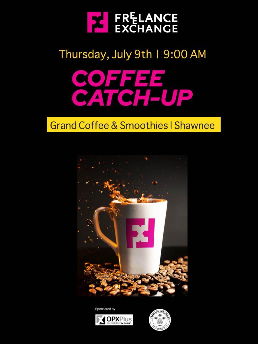 FXofKC's tweet photo. Join FX for coffee:

☕ This Thurs., 7/9
☕ 9 - 10:30 am
☕ Grand Coffee + Smoothies in Shawnee 

Members &amp; non welcome. Free to attend. (Bonus: the first 10 people to arrive get a FREE coffee on FX!) 

More info &amp; RSVP: https://t.co/aKnIuy3R9J 

#FXofKC #KCfreelancers https://t.co/RFdHTk5l7t
