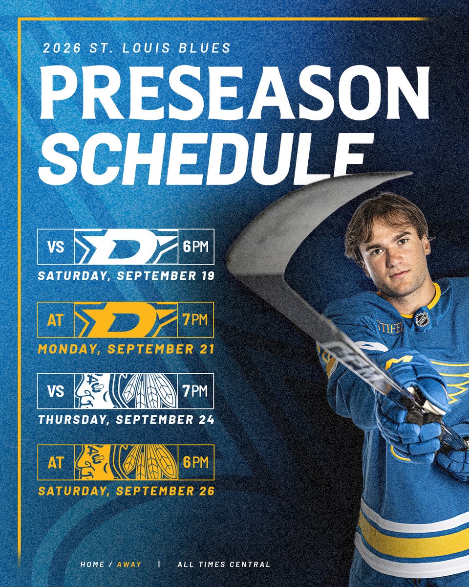 StLouisBlues's tweet photo. Is it September yet??

Our 2026 preseason schedule is here 🎶 #stlblues https://t.co/6emsSONTt8