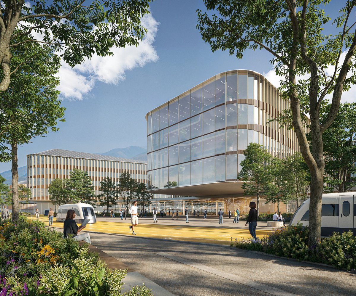 TheB1M's tweet photo. Can a hospital function like a park? Italy is working to find out, as it constructs a major new hospital around a 1-kilometre green ring 🌿

The international competition to design Brescia’s €274M Hospital of the Future was won by a CRA-Carlo Ratti Associati-led team. Its proposal features a new 745-bed medical campus linked by a kilometre-long landscaped “CareRing” that separates logistics from patient movement.

The project also uses a hybrid timber-and-steel structure designed to reduce embodied carbon and allow future expansion.

Construction works are due to start in 2028.

📷 CRA-Carlo Ratti Associati