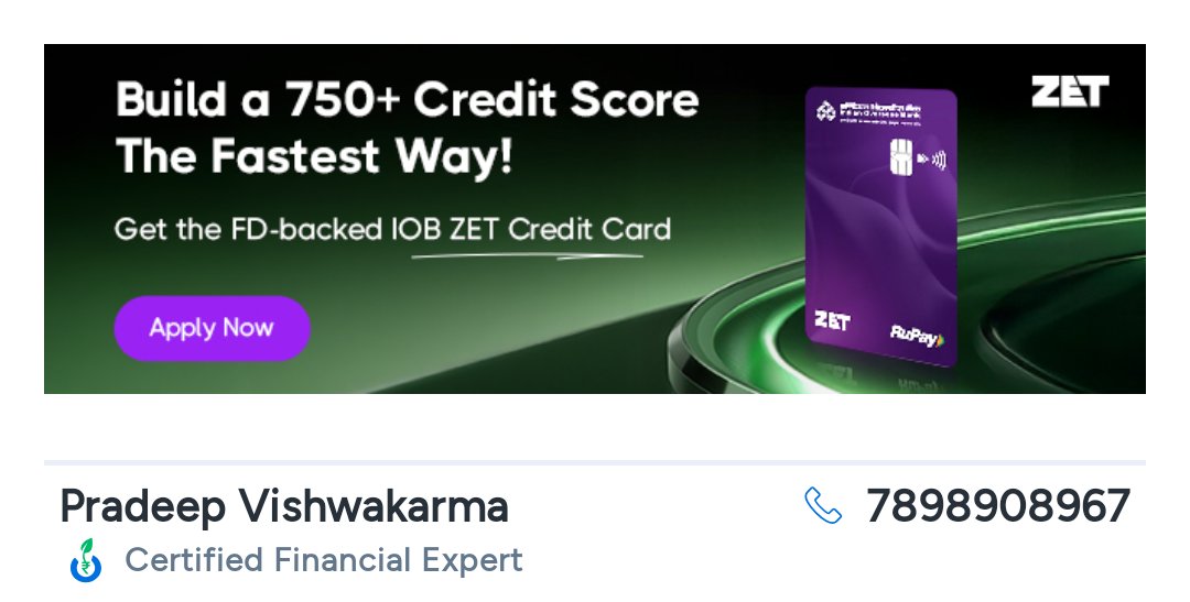 Pradeep100800's tweet photo. -Get a secured credit card with easy approval against FD 💳

✔️ Build your credit score  
✔️ Works like a regular credit card  
✔️ Accepted everywhere  

Apply now 👇
Apply Now: https://t.co/amEjGZU3lN https://t.co/uMbLEvXhMW