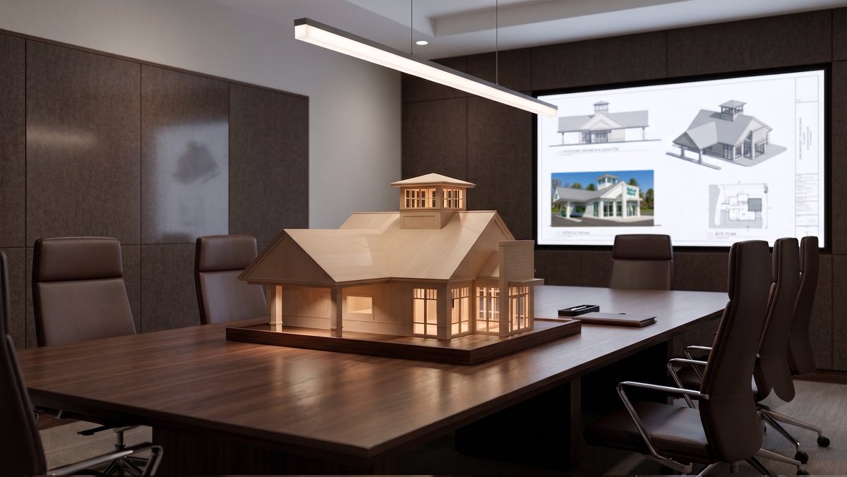 reillydesign's tweet photo. Model Monday. Design for a new small branch done is a contemporary interpretation of the New England vernacular architecture. #architecturalmodel #branchdesign https://t.co/MjlqvoWCiY