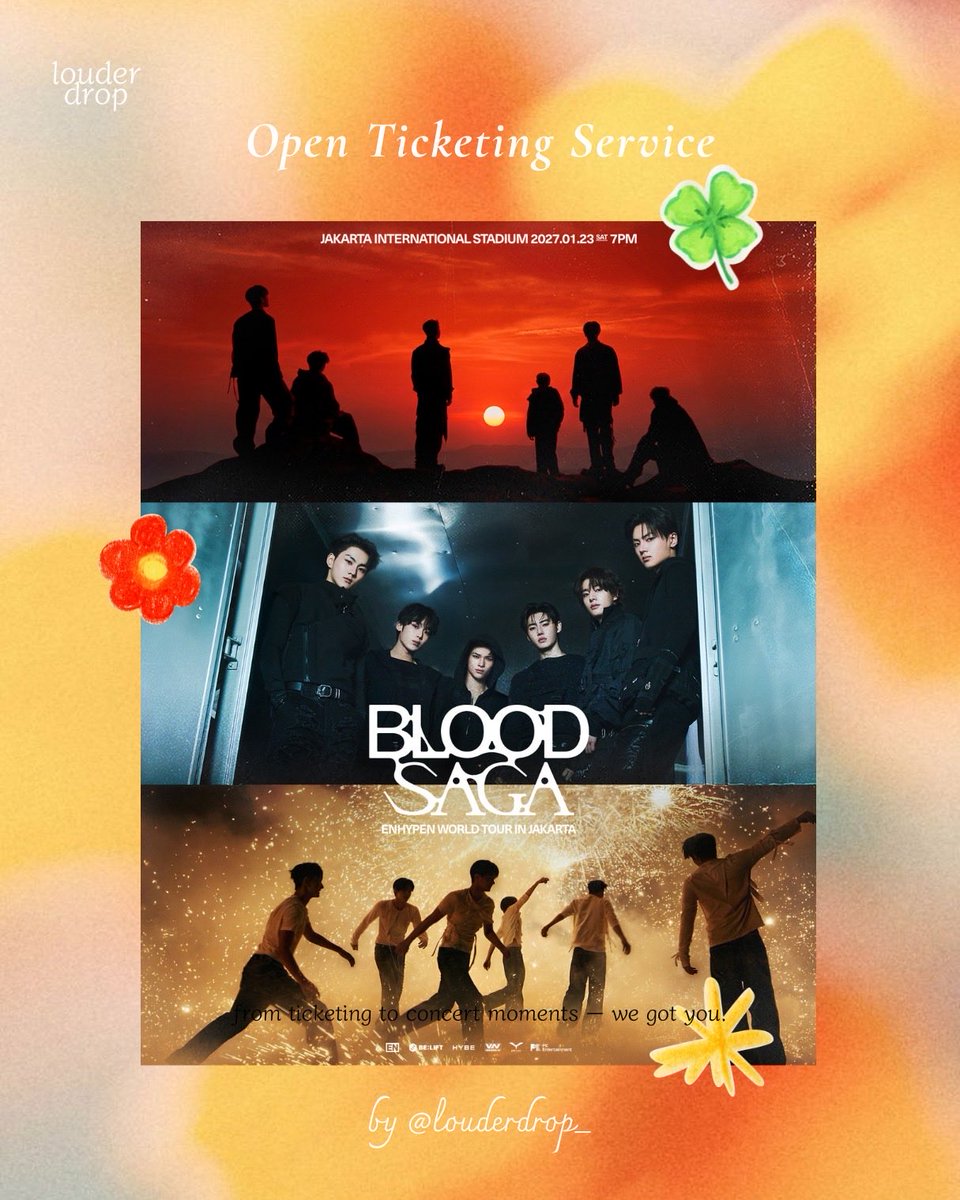 louderdrop_'s tweet photo. [OPEN JASWAR / JASTIP TICKETING SERVICE] — ‘BLOOD SAGA’ ENHYPEN WORLD TOUR IN JAKARTA🍀⭐️🩷 by @louderdrop_ 

Fee bookslot : 50k
Fee jastip star : 300k - 450k/tix

☑️ use your account 
☑️ self-payment
☑️ 100% trusted
☑️ fee jastip after secured

Order ⬇️
https://t.co/ffuMhdl4Ai https://t.co/uggDKqJXMv