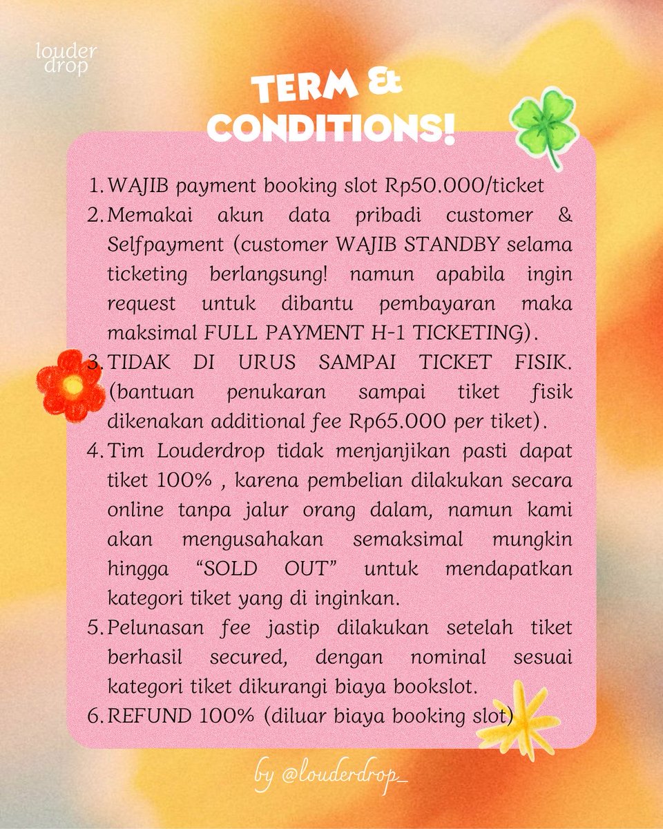 louderdrop_'s tweet photo. [OPEN JASWAR / JASTIP TICKETING SERVICE] — ‘BLOOD SAGA’ ENHYPEN WORLD TOUR IN JAKARTA🍀⭐️🩷 by @louderdrop_ 

Fee bookslot : 50k
Fee jastip star : 300k - 450k/tix

☑️ use your account 
☑️ self-payment
☑️ 100% trusted
☑️ fee jastip after secured

Order ⬇️
https://t.co/ffuMhdl4Ai https://t.co/uggDKqJXMv