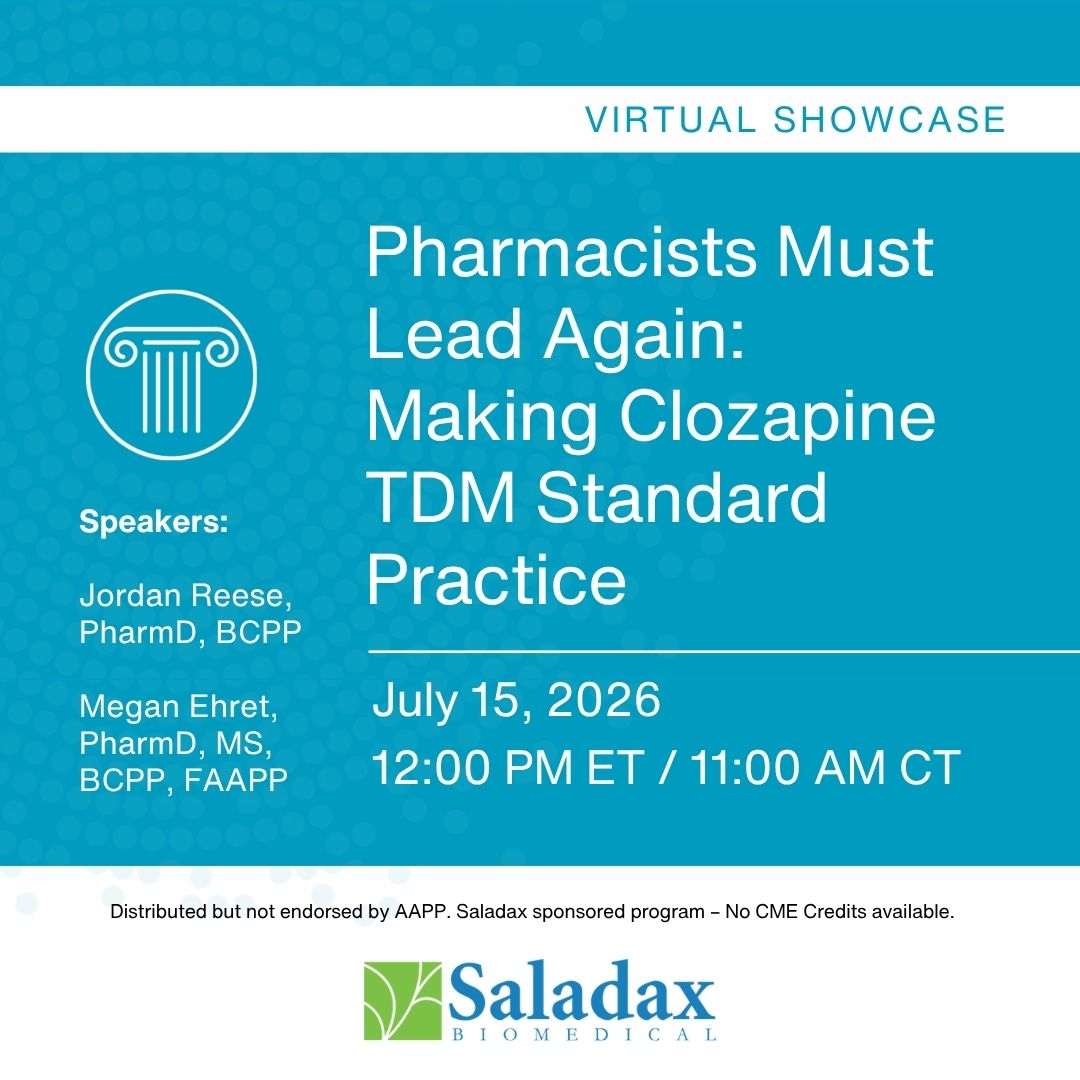 psychpharm's tweet photo. Mark your calendars for this upcoming webinar: "Pharmacists Must Lead Again: Making Clozapine TDM Standard Practice" which is available for free to all members. Register now! https://t.co/uujczxq7aT https://t.co/sxMNGcOPNC
