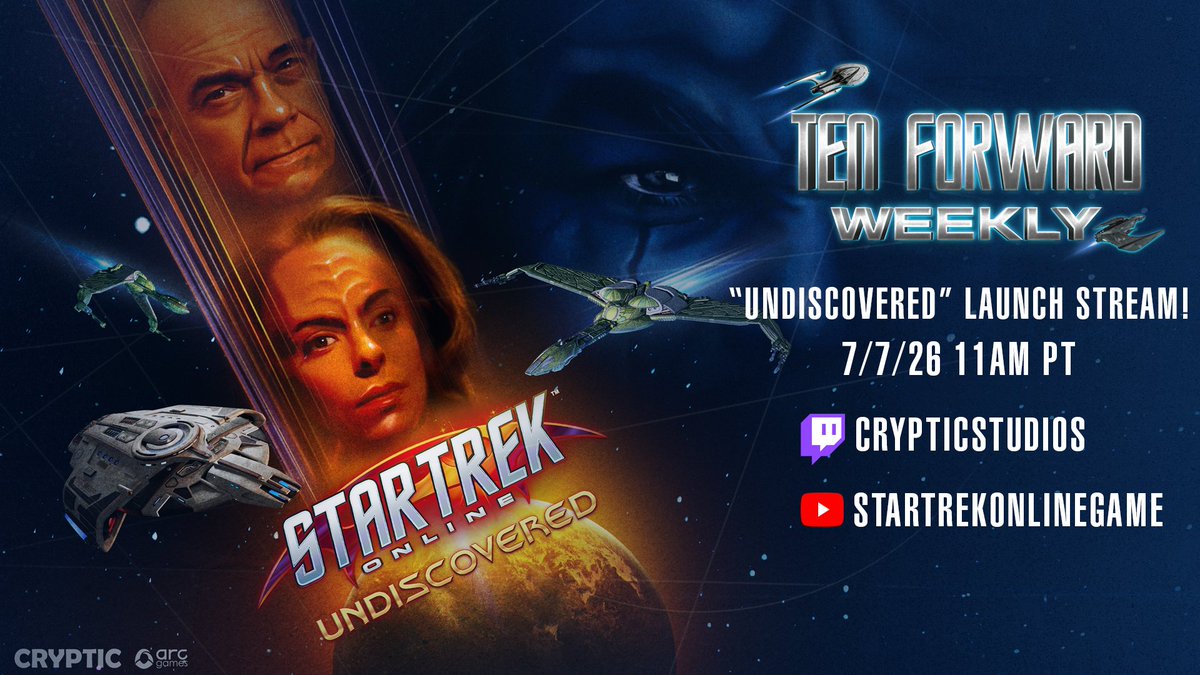 trekonlinegame's tweet photo. Tomorrow, at 11am PT, it's time to celebrate the launch of Star Trek Online: Undiscovered! Join our designers, executive producer, narrative team and more for behind the scenes stories and a celebration! (This stream was previously announced as being at 9am PT.)

https://t.co/EezHRkHnSP