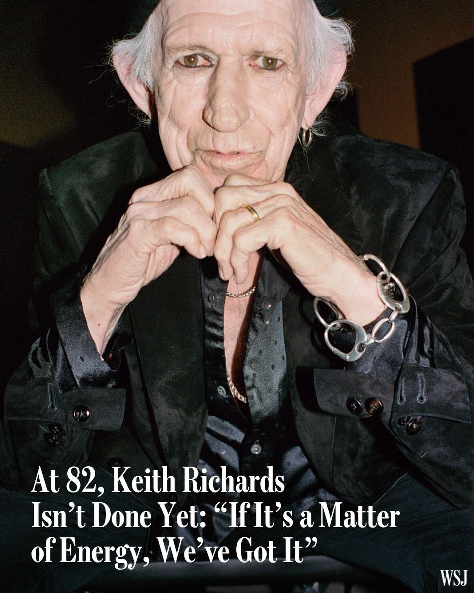 WSJ's tweet photo. “It hits me,” Keith Richards says of hearing Rolling Stones’ music out of nowhere. “Oh man, That’s good.” 🔗 https://t.co/SgJhB2LGi1 https://t.co/nwL3RnsKs4