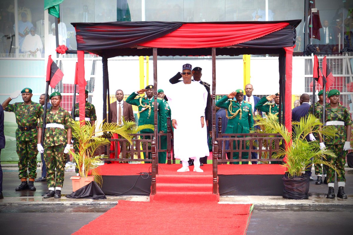 HQNigerianArmy's tweet photo. NADCEL 2026: PRESIDENT TINUBU HAILS NIGERIAN ARMY AS A STRATEGIC FORCE IN NATIONAL, REGIONAL, GLOBAL SECURITY

The President and Commander-in-Chief Armed Forces of the Federal Republic of Nigeria, President Bola Ahmed Tinubu, has lauded the Nigerian Army as a formidable force whose legacy of courage and professionalism, continues to shape peace, stability and security across Nigeria, Africa and the global stage. The President gave this commendation on Monday 6 July 2026, at the Grand Finale of the Nigerian Army Day Celebration (NADCEL) 2026, held at Liberation Stadium, Port Harcourt, Rivers State. 

Represented by the Vice President, Senator Kashim Shettima, he described the Nigerian Army as a critical pillar of Nigeria’s security architecture and a respected contributor to international peace support operations.

President Tinubu noted that from its early engagements in global conflicts to its leadership in regional interventions and United Nations peacekeeping missions, the Nigerian Army has consistently demonstrated resilience, discipline and operational excellence. He affirmed that these contributions have not only safeguarded Nigeria’s sovereignty but also reinforced peace and stability across Africa and beyond.

Reaffirming the Federal Government’s commitment to strengthening the Army, the President pledged sustained support for its modernisation drive, enhanced troop welfare and the acquisition of advanced capabilities to address evolving security threats. He also commended the successful hosting of the African Land Forces Forum, describing it as a strategic platform that deepens international military cooperation, fosters innovation and strengthens collective responses to emerging security challenges.

Reflecting on the theme of NADCEL 2026, “Protecting the Nation and Serving the People: A Way Forward for the Nigerian Army,” President Tinubu said it captures the enduring bond of trust between the Nigerian Army and the citizens it serves. He paid tribute to fallen heroes whose sacrifices have preserved the nation’s unity and assured that their families would continue to receive government support. He further applauded ongoing efforts in indigenous defence production, intelligence sharing and the integration of emerging technologies, including Artificial Intelligence, to enhance operational effectiveness.

In his remarks, the Executive Governor of Rivers State, His Excellency Siminalayi Fubara, commended the Nigerian Army for its steadfast role in maintaining peace and security in Rivers State and the Niger Delta region. He acknowledged with glowing tribute the contributions of the Nigerian Army to protecting critical national assets, sustaining law and order and creating an enabling environment for economic growth. The Governor reaffirmed his administration’s continued support for the Nigerian Army, noting that collaboration with 6 Division has remained vital in addressing security challenges and preserving stability in the Niger Delta Region.

Earlier, the Chief of Army Staff, Lieutenant General Waidi Shaibu, emphasised that the Nigerian Army’s responsibility extends beyond battlefield victories to sustaining peace, defending national interests and securing the future of the nation. He noted that the Army has remained resolute in adapting to evolving threats through professionalism, resilience and patriotism.

The COAS reiterated that the Nigerian Army would continue to pursue a robust modernisation agenda focused on enhanced capabilities, renewal of equipment, infrastructure development and the induction of advanced operational platforms in line with the Renewed Hope Agenda. He stressed that addressing contemporary security challenges requires a whole-of-society approach, driven by strong collaboration among the military, government institutions, international partners and citizens.
