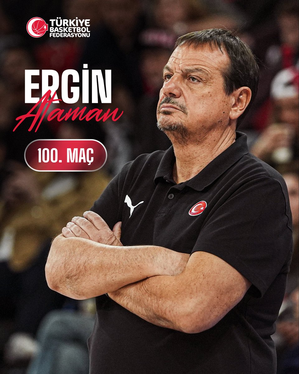 TBF's tweet photo. Ay-Yıldızlılarımızın başındaki 100. maçına çıkan A Erkek Milli Takım Başantrenörü Ergin Ataman’ı kutlarız! 👏

#BizBirlikteyiz

#FIBAWC x #StepItUpTürkiye https://t.co/nsiUew3M15