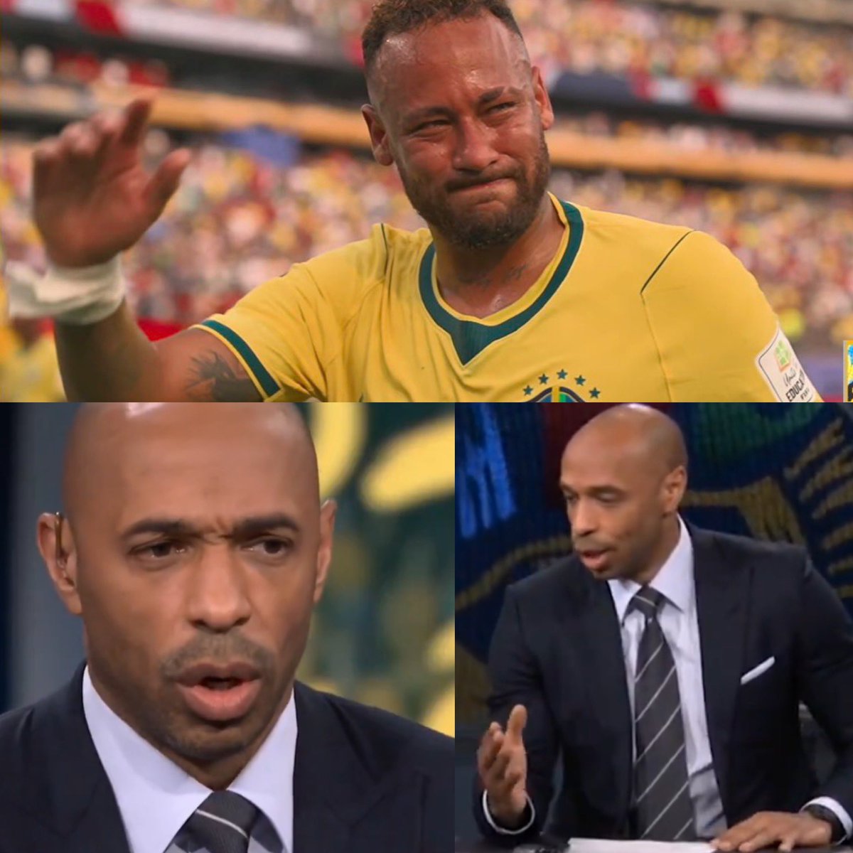Juezcentral's tweet photo. De todo lo que se ha dicho sobre Neymar y su último Mundial, el mejor homenaje vino de parte de Thierry Henry en Fox. 

Su descripción resume lo que muchos pensamos de él. Simplemente gracias, Ney:

"Neymar es un jugador por el que tú pagas por verlo jugar. Así de simple. Él hizo que el mundo entero se enamorara del fútbol. Del jogo bonito. De su estilo, de los goles, de la sonrisa, de la forma de jugar. Todo niño quería ser Neymar. Tú querías ser Neymar. Yo quería ser Neymar. 

Él cambió el fútbol con la forma en que jugaba. Por eso, no quiero hablar de la Copa del Mundo o de cómo terminó su carrera.

Quiero hablar de todo lo que él le dio al deporte.  Gracias por todo lo que le diste al fútbol. Fue un privilegio verte jugar."