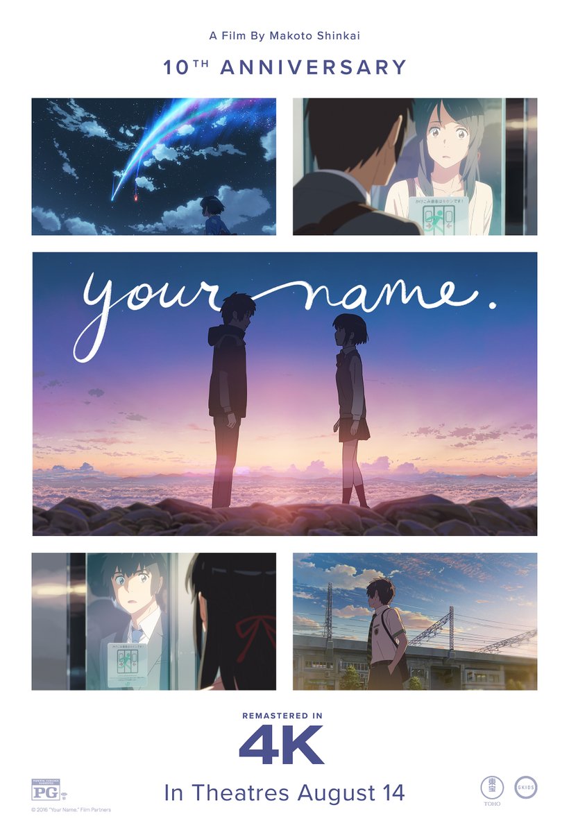 GKIDSfilms's tweet photo. Experience the romance that inspired a generation. 💖

Makoto Shinkai’s masterful fantasy Your Name. returns to theatres for its 10th anniversary starting August 14, beautifully remastered in stunning 4K.

https://t.co/PpDmTfyMLO https://t.co/VQMfxVm9My