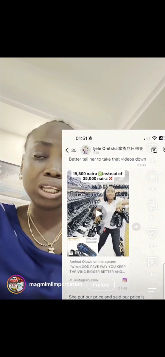 TheYorubaTimes's tweet photo. Economic Attack on Yoruba Businesses Sparks Concern 💔 

A Yoruba importer cries out with the claim that a group of online vendors, which she said is led by an individual known as "Ijele Onitsha," might have been coordinating reports to bring down the Instagram pages of Yoruba vendors.

In a video circulating online, she claimed she received threats and was deliberately targeted after refusing to sell her China imported wares at the excessive profit margins she said Igbo vendors charge. She said she has since lost multiple Instagram accounts, which she believes were taken down through coordinated reporting.
