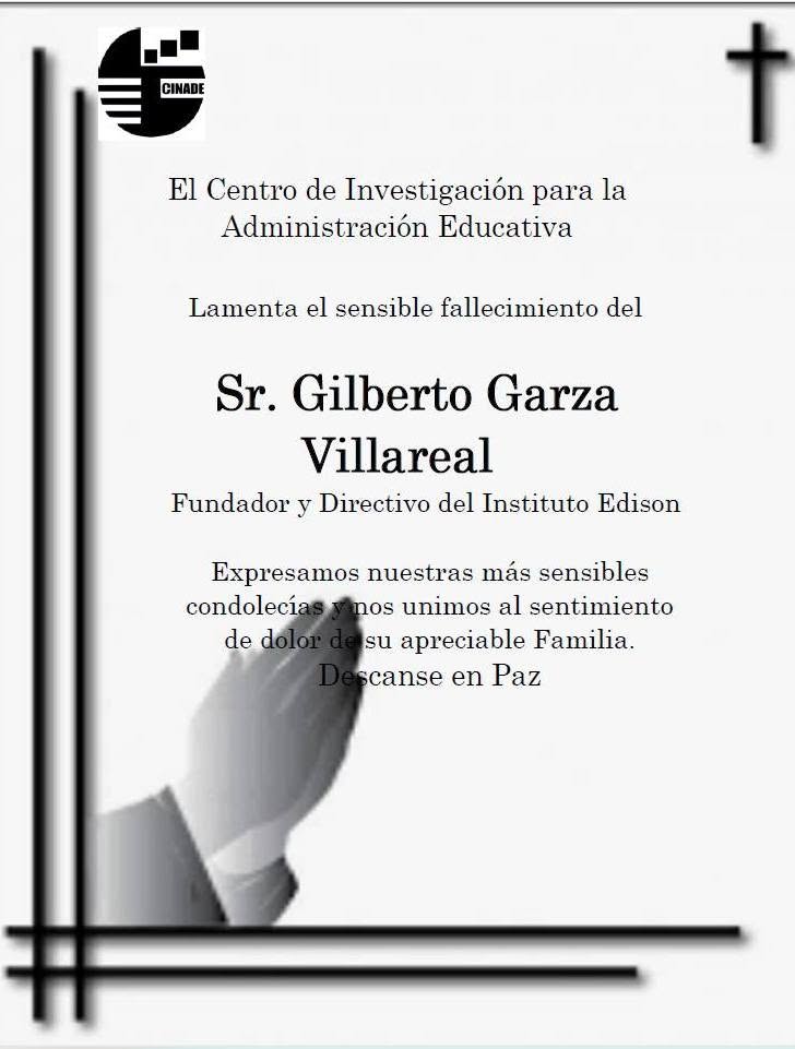CinadeOficial's tweet photo. #QEPD📷
Con profundo respeto, y solidaridad, nos unimos a la pena que embarga a la Mtra. Guadalupe Arciniega Guzmán, Directora del Instituto Edison y a su apreciable familia. https://t.co/CMjfWlAEb9