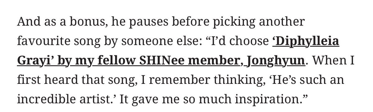 jonghyyun's tweet photo. i really love how taemin continues honor jonghyun's legacy. it makes me so happy that jonghyun's music really did inspire a lot of us. a true embodiment of an inspiration. https://t.co/L6Fv0i5YaS