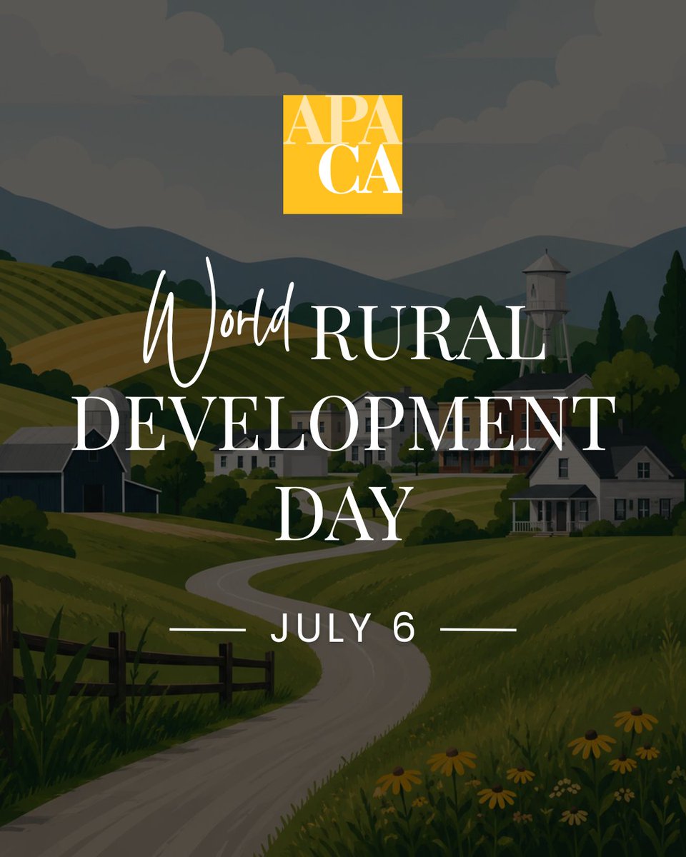 APACalifornia's tweet photo. Rural communities are essential to California's future.

Today, we celebrate the planners, local leaders, and community members working every day to build stronger, more resilient rural communities across California.

Happy Rural Development Day!🌾

#RuralPlanning #APACalifornia https://t.co/iooG3Tj779