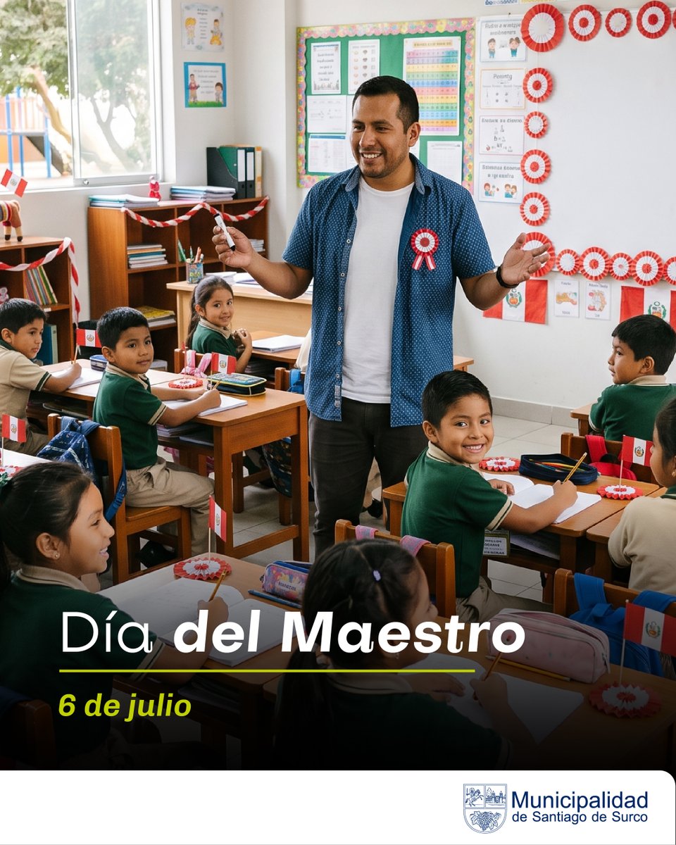 munisurco1's tweet photo. 🗓️ 6.Jul | 📚 Educar es dejar huellas que perduran toda la vida. En el Día del Maestro, rendimos homenaje a quienes acompañan el crecimiento de niños y jóvenes con paciencia, esfuerzo y una verdadera vocación de servicio.
#SurcoEstáMejorYSeNota https://t.co/QxqKwVkaXO