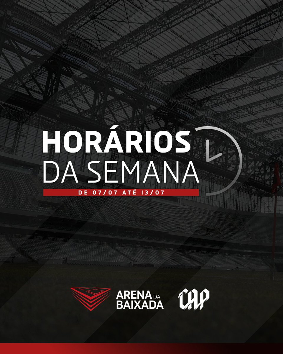 arenadabaixada_'s tweet photo. 🏟️📷 Confira os horários de funcionamento dos serviços da Arena da Baixada entre os dias 07 e 13 de julho!
#Athletico #ArenaDaBaixada #FuracãoTour https://t.co/XZwpSQbxPw