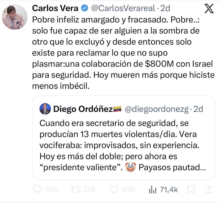 galosanchez20's tweet photo. Se acuerdan cuando este man alababa y veneraba al entonces Secretario Diego Ordóñez desde su estiercolero? Hoy lo trata de "imbécil". Así funciona la pauta. https://t.co/2R39W1x97r