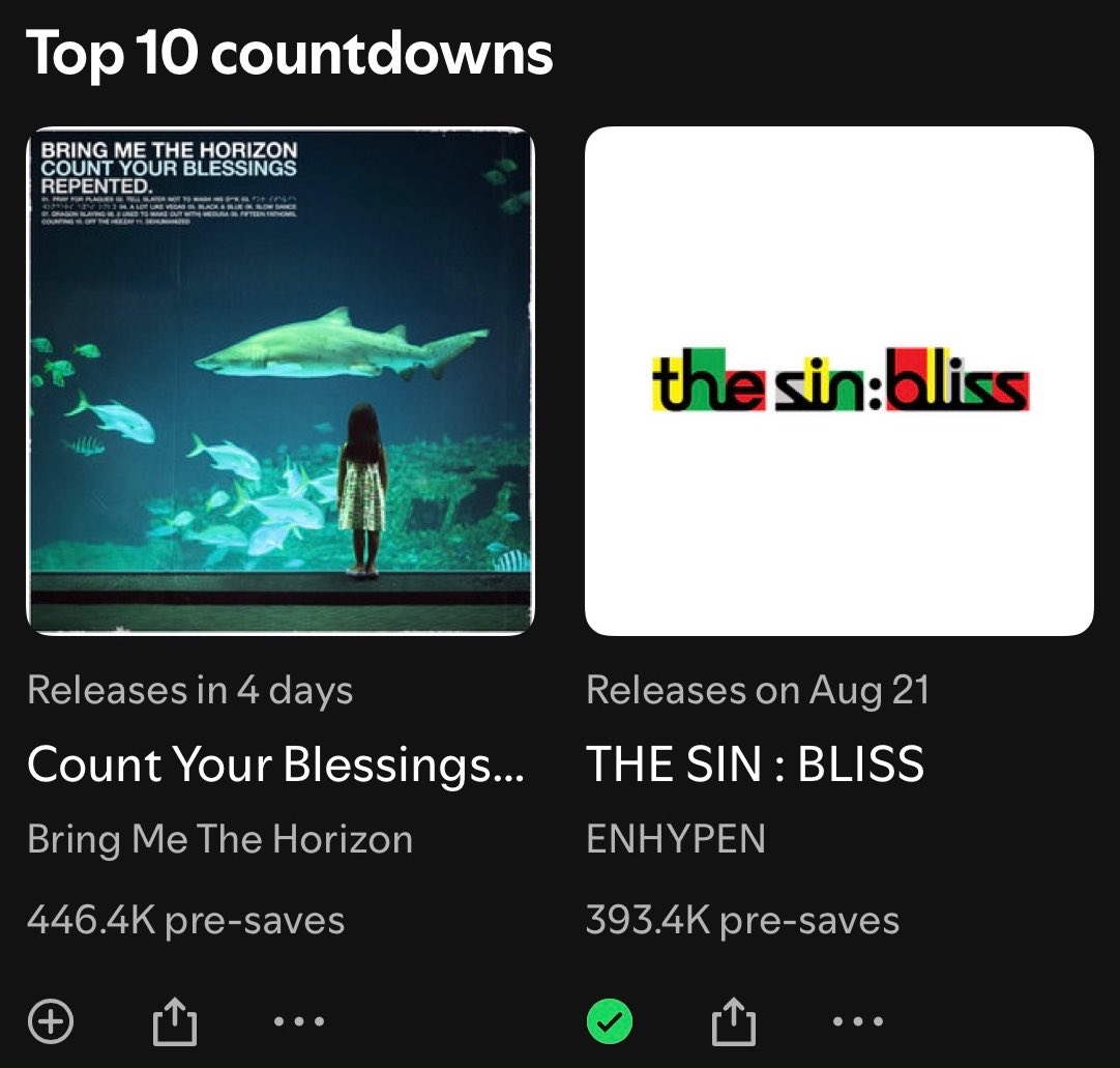 EN_onSpotify's tweet photo. #THE_SIN_BLISS has reached 393.4K Pre-Saves on the Spotify Countdowns Chart. 

We had an increase of 14K since yesterday!!

📣WE CAN STILL DO MUCH BETTER ENGENES!!

🛜SPREAD THE #BloodyParadise snippet ON ALL SOCIAL MEDIA, remind everyone to PRE-SAVE!!! 
🔊Let's get #BLOODYPARADISE VIRAL before it releases - it's already spreading rapidly on TikTok - keep engaging!!

✅PRE SAVE HERE➡️🖇️https://t.co/cVe0ZNHCyi