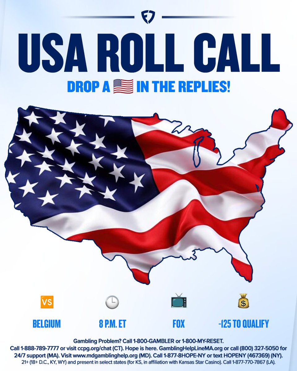 FanDuel's tweet photo. Drop a 🇺🇸 if you want the U.S. to beat Belgium!

#WC2026 | #USA https://t.co/vAMtCgARzP
