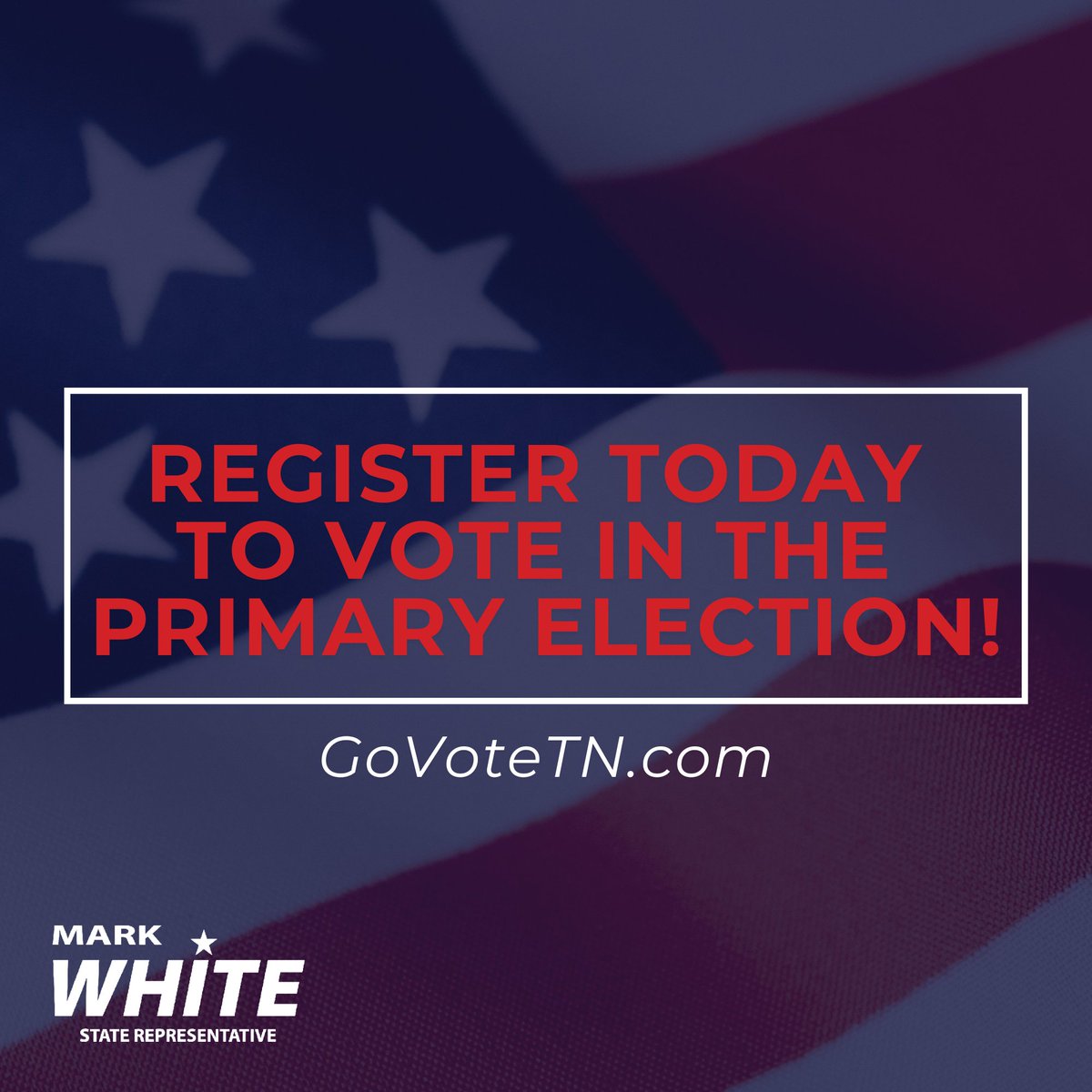 RepMarkWhiteTN's tweet photo. Today is your last opportunity to register to vote before the August 6th Primary. Make sure your voice is part of the decision.

https://t.co/pR2o9P9ixy https://t.co/z0z2KmG6P0
