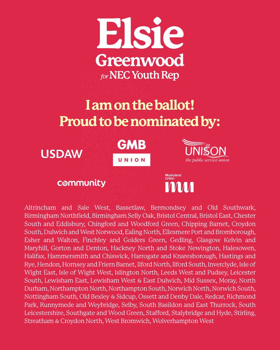 elsieortong's tweet photo. Thanks to everyone who nominated me for youth rep. I’m delighted to be on the ballot 🗳️🌹 https://t.co/LRBzYp8li4