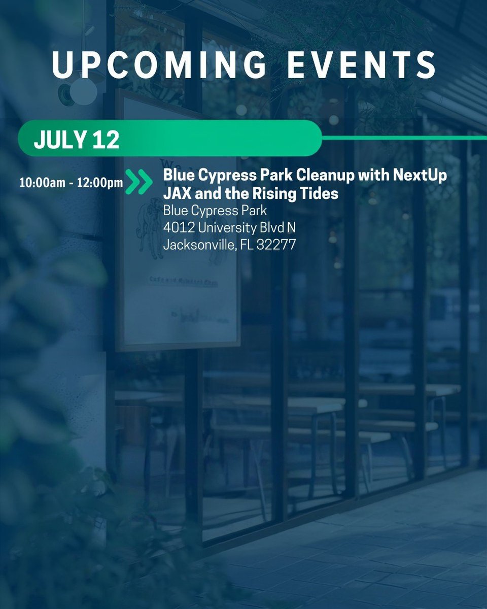 JAXChamber's tweet photo. Which of these events will you be attending this week? ⬇️

📅 July 9 - Three Rivers Council JAX Chamber’s Wake Up on the West Side
Time: 8:00am - 9:00am
Sign up here: https://t.co/NWagHRwbvT

📅 July 9 - JAX Chamber Beaches Division Joint Luncheon with the St. Johns County Chamber of Commerce
Time: 12:00pm - 1:30pm
Sign up here: https://t.co/ToEaqiyw2Z

📅 July 10 - JAX Chamber Joint Council Meeting – T&L Council & JAX Chamber Health Council on Donor Procurement
Time: 11:30am - 2:00pm
Sign up here: https://t.co/pDURxUeIQK

📅 July 12 - Blue Cypress Park Cleanup with NextUp JAX and the Rising Tides
Time: 10:00am - 12:00pm
Sign up here: https://t.co/6V2yS5Z5ru

Explore more events here - https://t.co/lE1D98vizw

#JAXChamber #upcomingevents #jacksonvillefl #eventsinjax