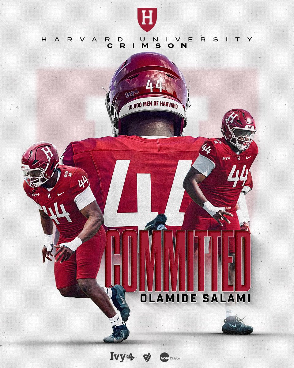 Ola_sala27's tweet photo. After deep thoughts and prayers I’m excited to announce my commitment to Harvard University!!⚪️🔴#gocrimson Thank you to everyone who has supported me to reach this point

@PrepRedzoneSC @HarvardFootball @Coach_Aurich @coachmorrisDHS @Coach_Johnson76 @247Sports https://t.co/DwAIKDcUFs