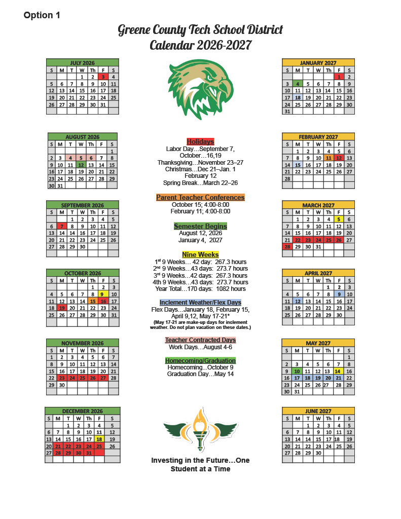 gctjrhigh's tweet photo. GCT School District 2026–2027 School Calendar  

Greene County Tech Junior High Open House 📷 Tuesday, August 4, 2026 📷 5:00–7:00 p.m.  

Advanced Classes Parent Meeting 📷 Tuesday, August 4, 2026, at 4:30 p.m.  

Enjoy the rest of your summer, and we'll see you soon! 📷 https://t.co/Skt18IyiXk