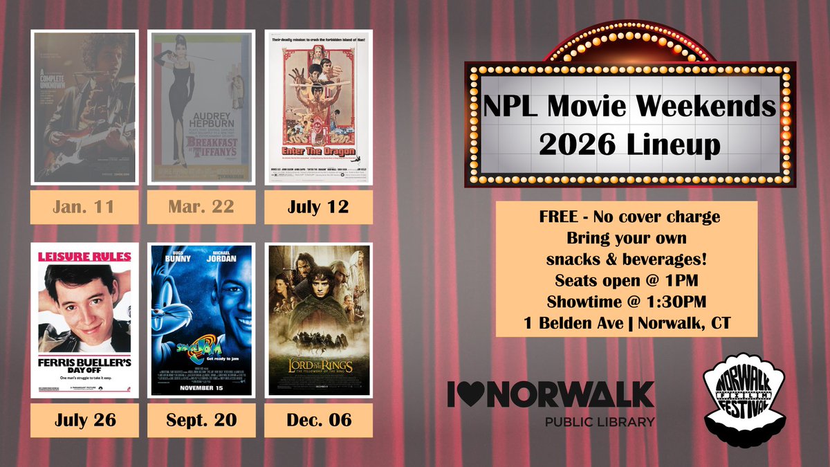 NorwalkLibCT's tweet photo. We will be hosting a FREE movie screening on Sunday, July 12 with the 1973 Bruce Lee martial arts epic "Enter The Dragon" as part of our #NPLMovieWeekends series. 

Seats open at 1PM!

**Enter The Dragon is Rated R** https://t.co/cdO443xS94