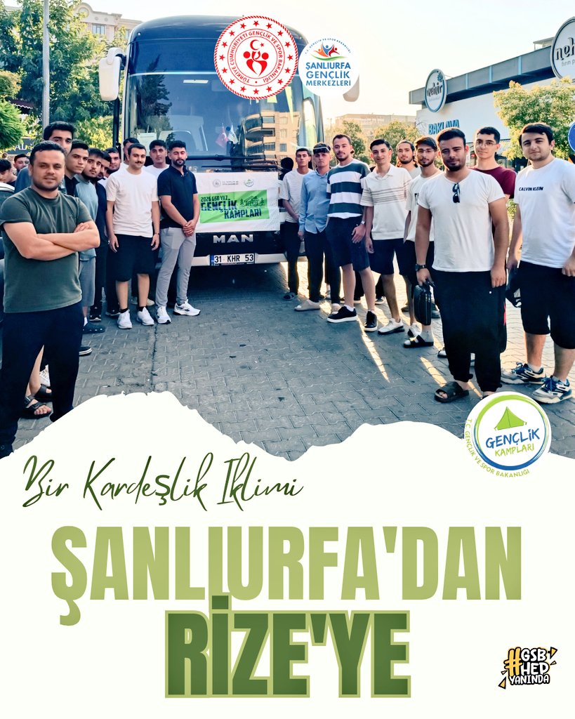 GSB_KarakopruGm's tweet photo. 🌿 Şanlıurfa'dan Rize'ye gençlik yolculuğu başladı!

18-22 yaş grubundaki erkek gençlerimizi, tamamen ücretsiz olarak Rize Gençlik Kampı'na uğurladık.

Yolları açık, kampları verimli olsun! 💚

@OA_BAK 
@gencliksporbak https://t.co/8AnekCP7er