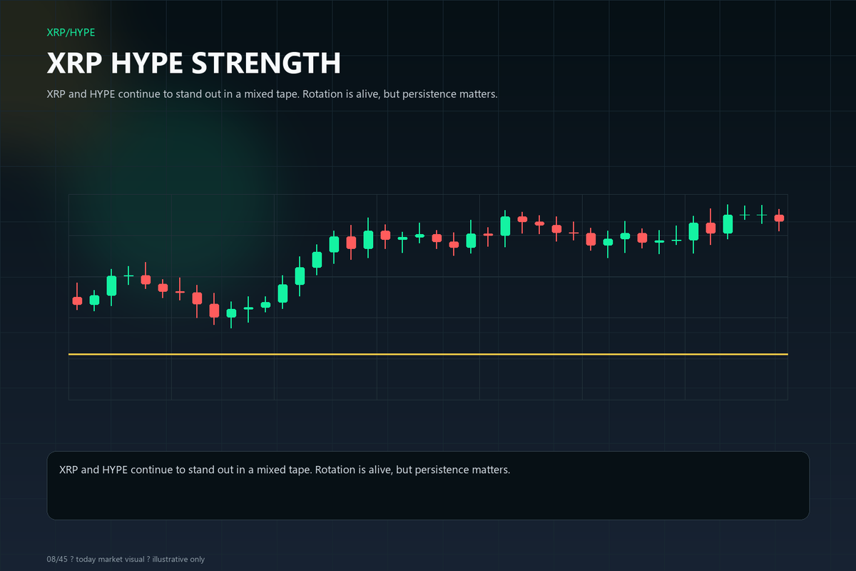 kefrtf's tweet photo. XRP and HYPE continue to stand out in a mixed tape. Rotation is alive, but persistence matters. #XRP #Crypto https://t.co/iVpzLeH1ns