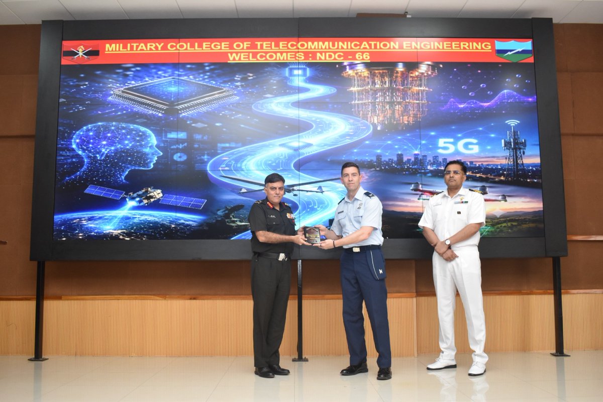 artrac_ia's tweet photo. Military College of Telecommunication Engineering

Student officers from Friendly Foreign Countries attending NDC Course visited MCTE Mhow on 06 Jul 2026.

They were briefed on training, toured the NFS Advanced Training Centre, and saw AI and emerging-tech initiatives at MCTE. https://t.co/lYxRw4JnqK
