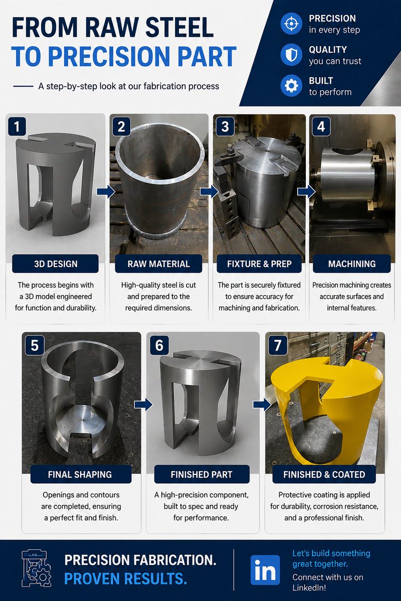 Mechafab7's tweet photo. This weldment component was machined and fabricated here at MechaFab Industries, it is always our pleasure to support customers on their custom made Tooling projects. The sequence of events needed to manufacture it and including Painting, is here displayed chronologically. https://t.co/EFHz8wuWD6