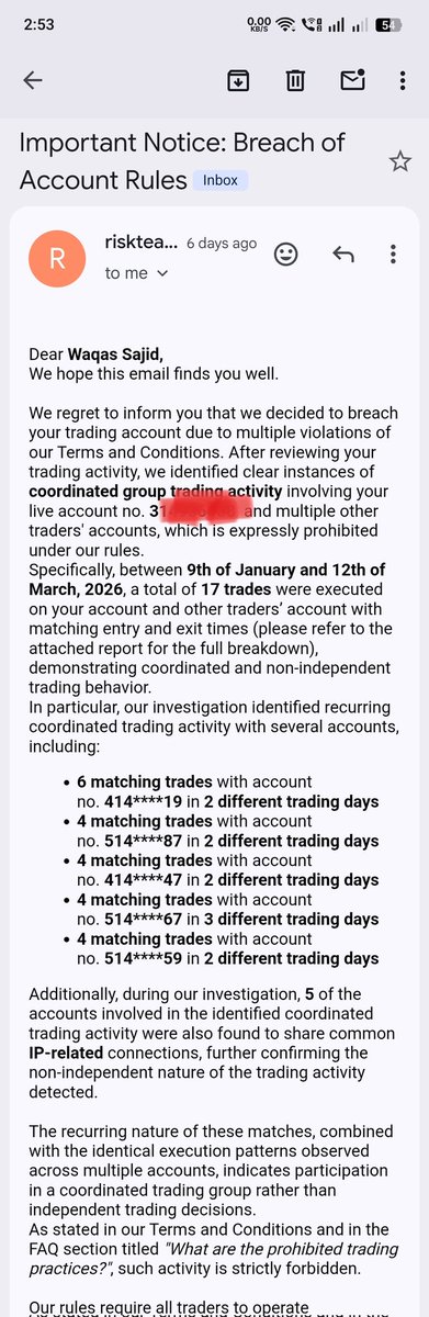 markhor_fx's tweet photo. I purchased this account on April 8, 2026, and I successfully passed both evaluation phases in April. My first payout of $182 was approved, and my second payout of $120 was also approved without any issues.

However, my third payout of $2,674 was rejected. The Risk Team claimed that I had been copy trading from January 9 to March 12. This accusation makes no sense because I didn't even purchase the account until April 8, 2026. I have evidence proving the purchase date.

When I raised this issue on Discord and pointed out that the Risk Team had made a mistake, the Discord moderators immediately banned me instead of addressing my concern.

After that, I spoke up on X (formerly Twitter), but even the CEO, Edward, blocked me. The support team also blocked me.

A reputable company listens to its clients and investigates their concerns fairly. Instead, Goat Funded Trader chose to block me across multiple platforms rather than review the evidence and correct what appears to be a clear mistake. I have proof that my account was purchased on April 8, 2026, which completely contradicts the allegation that I was copy trading between January and March.