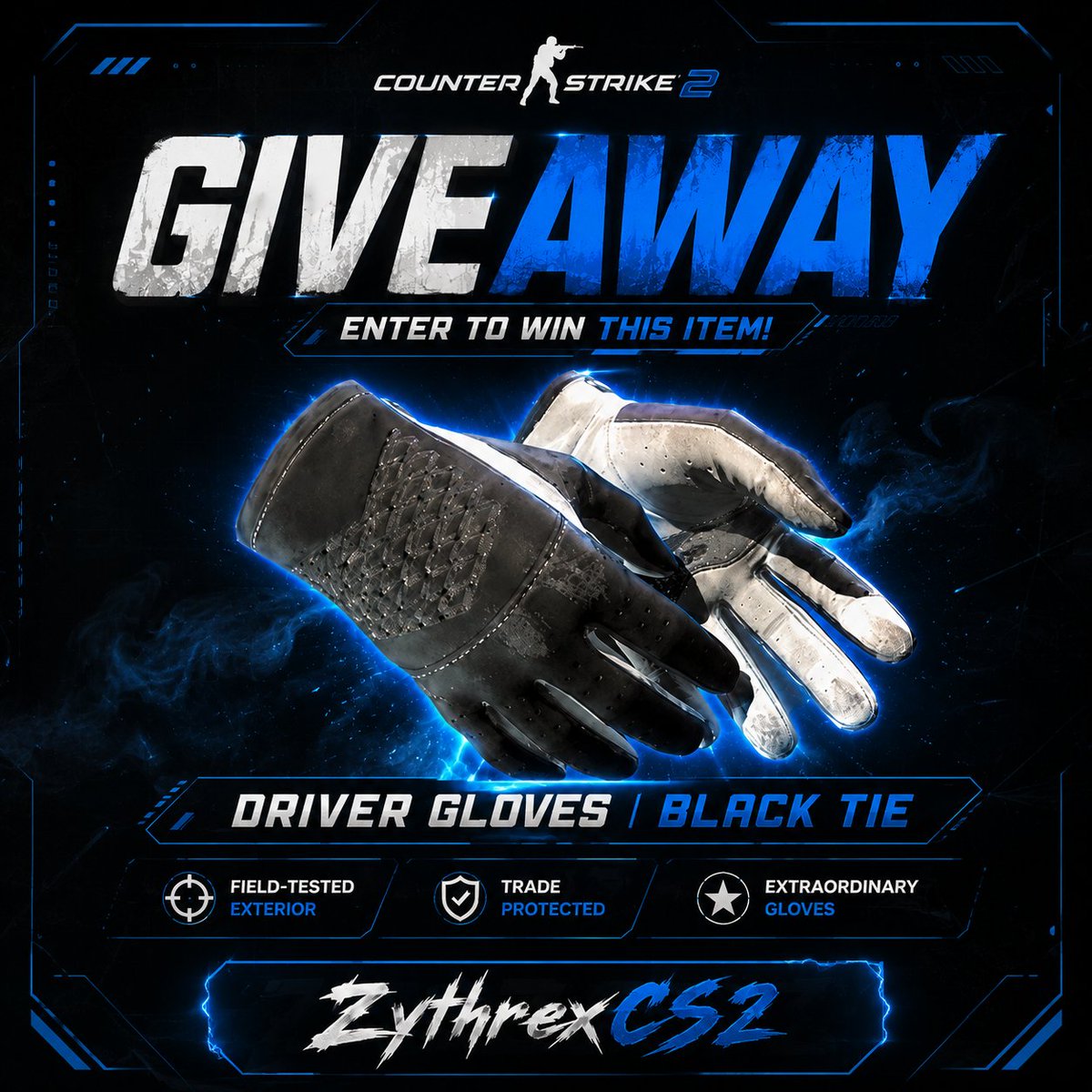 zythrexcs2's tweet photo. Another giveaway!!

★ Driver Gloves | Black Tie - 130$

How to join:  

-Follow @zythrexcs2 
 - Like &amp; Retweet  
- Tag 2 friends  

Winner will be picked in a week, good luck.

#CS2 
#cs2giveaway https://t.co/0izpUVWDxt