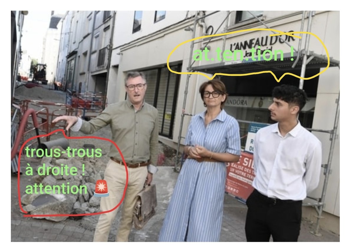 laroulotte49's tweet photo. Les conducteurs de travaux en plein taf. Le directeur a son petit cartable #Zaza la métreuse porte la blouse réglementaire et l'arpette #barbot les mains dans l'dos écoute religieusement #LaTrique expliquer l'avancée du chantier 😂
#CholetUnNouveauJour
#100jours
#cholet https://t.co/wS64DuZQue