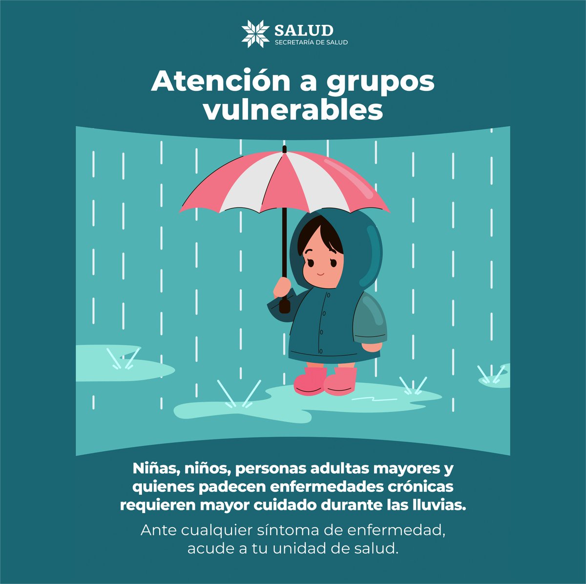 hidal_gooo's tweet photo. 🌧️ Durante la temporada de lluvias, hay personas que necesitan mayor protección. Cuidarlas y actuar ante los primeros signos de enfermedad puede prevenir complicaciones y proteger su bienestar.

#PrimeroTuSalud https://t.co/fh89j3WmL1