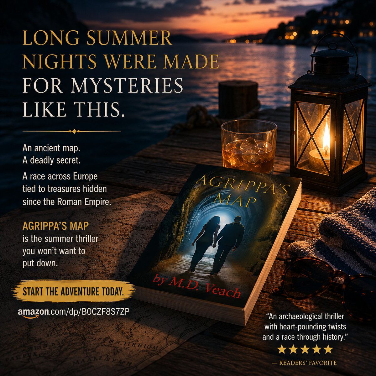 mdveachmap2022's tweet photo. Long summer nights were made for mysteries.

An ancient map.
A deadly secret.
A race across Europe.
Discover why readers are calling Agrippa's Map a can't-put-it-down archaeological thriller.

📖 Paperback • Kindle • Audible
https://t.co/gLHgYADFIB

#AgrippasMap #MDVeach #DetectiveMazettiMysteries #SummerReads #HistoricalThriller #AncientMysteries