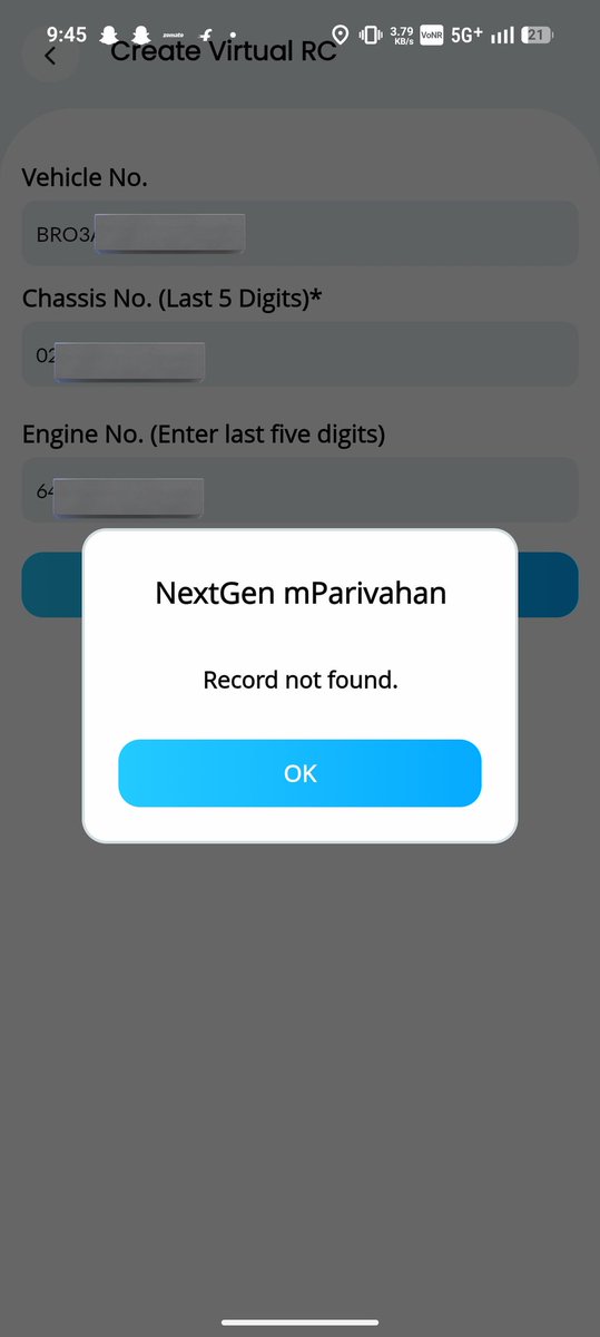 SammarDixhit's tweet photo. Total silent fraud by @OlaElectric! Even after MoRTH SMS on 2nd July, vehicle details are still NOT updated on RTO server &amp; mParivahan shows error!Ola team is ignoring complaints on Twitter.  @TransportBihar @bhavish @consaff_india https://t.co/fc2seKVVKU