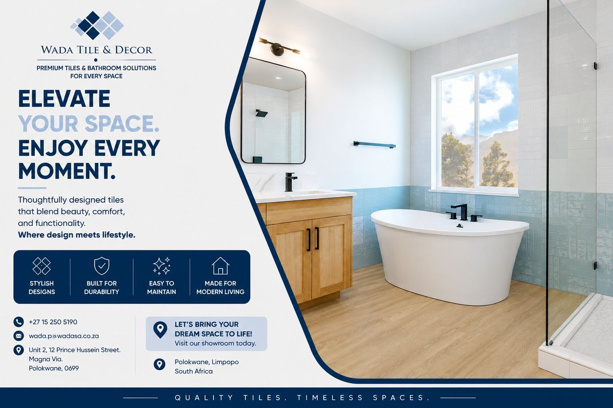 wadatiledecor's tweet photo. Elevate Your Space. Enjoy Every Moment. ✨🛁

Create a bathroom that blends style, comfort, and lasting quality with premium tiles from WADA Tile &amp; Decor. Whether you're building new or renovating, our carefully selected tile collections are designed to bring elegance.#WADATile https://t.co/0ur3dhYlGr