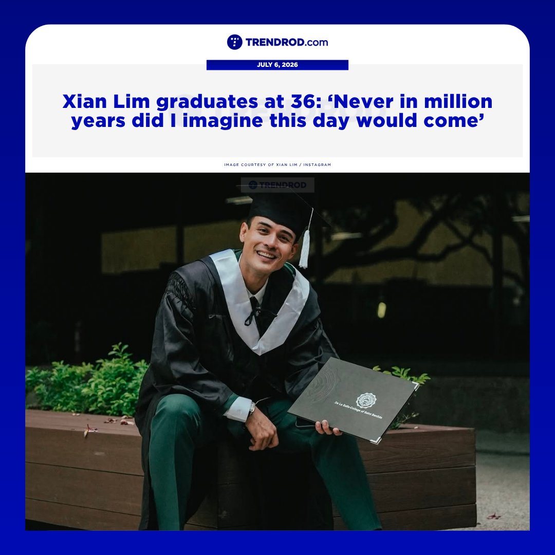 TrendrodPH's tweet photo. Xian Lim unlocked a new life milestone at 36 years old after completing his degree in Music Production.
Full story in the replies section.
#XianLim https://t.co/EsMKul4aFl
