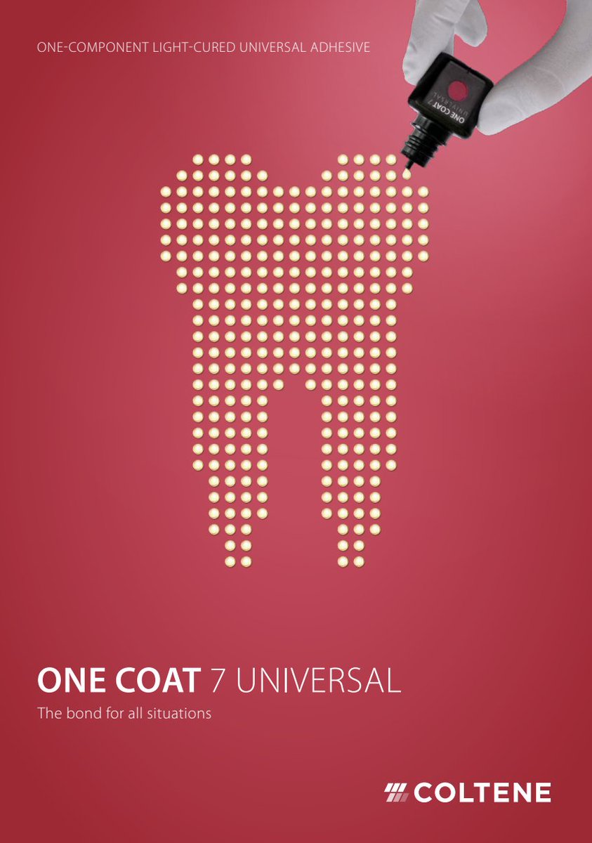 Asnan_net's tweet photo. The light-curing ONE COAT 7 UNIVERSAL is the only bond you need for direct and indirect filling therapy in your practice. No priming, no silanising – just apply, disperse with air and cure – finished. https://t.co/pTg9iIhbtP