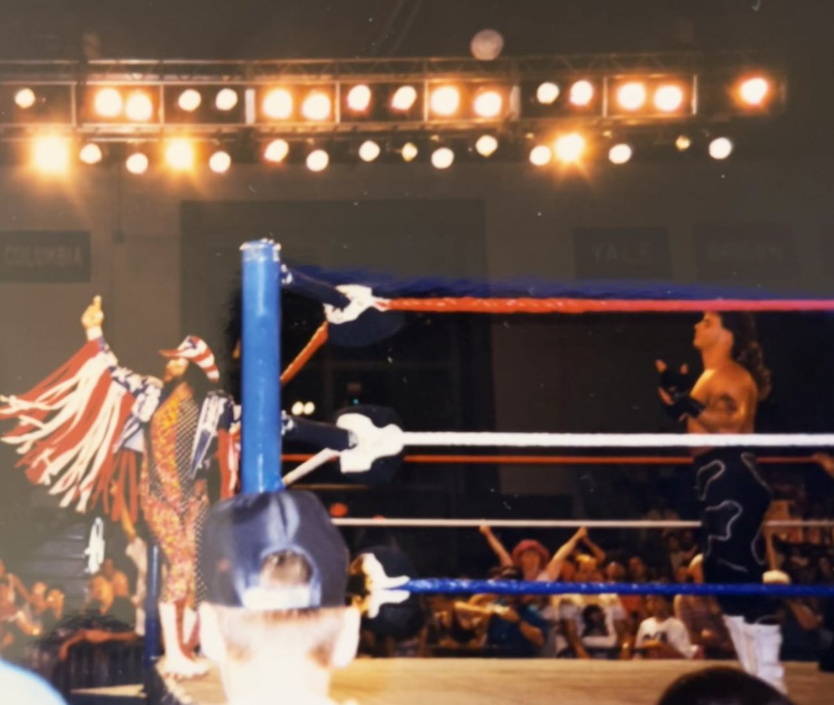 mikeVSphilly's tweet photo. Today in 1993 I went to a WWF Superstars taping that had the debut of the Quebecers and the last WWF appearance for Tito and Sherri. Also saw Shawn vs. Macho in a dark match and took this photo. https://t.co/cO0BgWlbnG