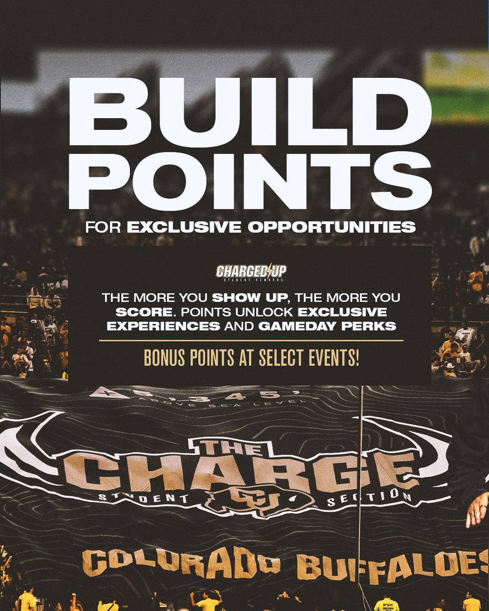 CUBuffs's tweet photo. Build Points. 🪙
Climb the leaderboard. 📈
Earn rewards. 🦬

Charged Up Student Rewards are here ⚡️

Learn more » https://t.co/5MadXsHn4I https://t.co/hQJKTCHoyn