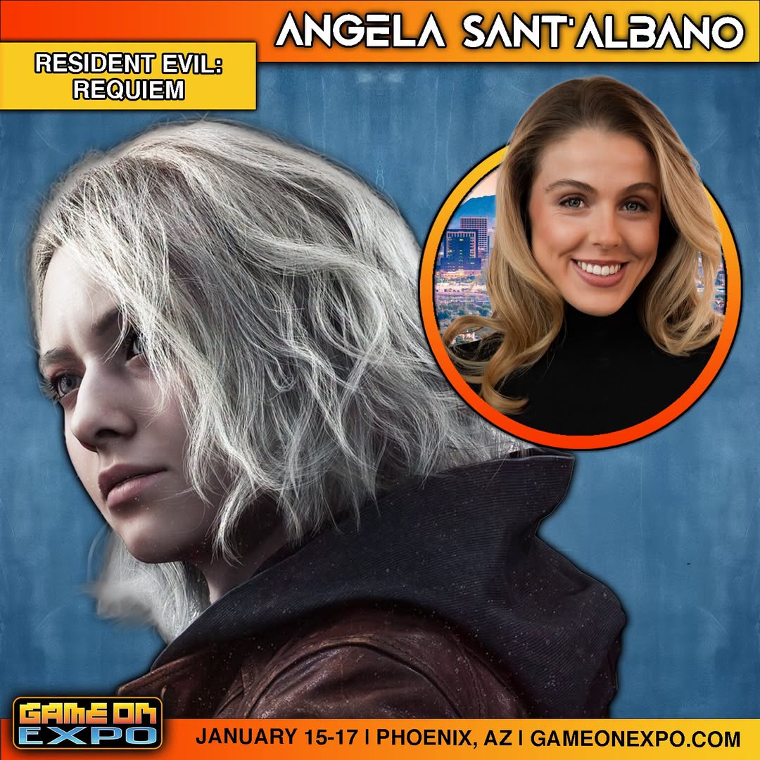 GameOnExpo's tweet photo. Our first guest announcement for Game On Expo 2027 is here!
We're thrilled to welcome Angela Sant'Albano, the star of Resident Evil: Requiem, to Game On Expo!
Angela brings Grace Ashcroft to life in Capcom's newest Resident Evil adventure, delivering a performance that combines voice acting, full performance capture and stunt work to introduce one of the franchise's newest leading characters.
Join Angela January 15 - 17, 2027 at the Phoenix Convention Center as we celebrate another incredible Game On Expo, now taking place during Phoenix's beautiful winter season.
Passes are on sale now:
https://t.co/NDJ7FBajjM
January 15 - 17, 2027
Phoenix Convention Center
We can't wait to welcome Angela to Arizona!