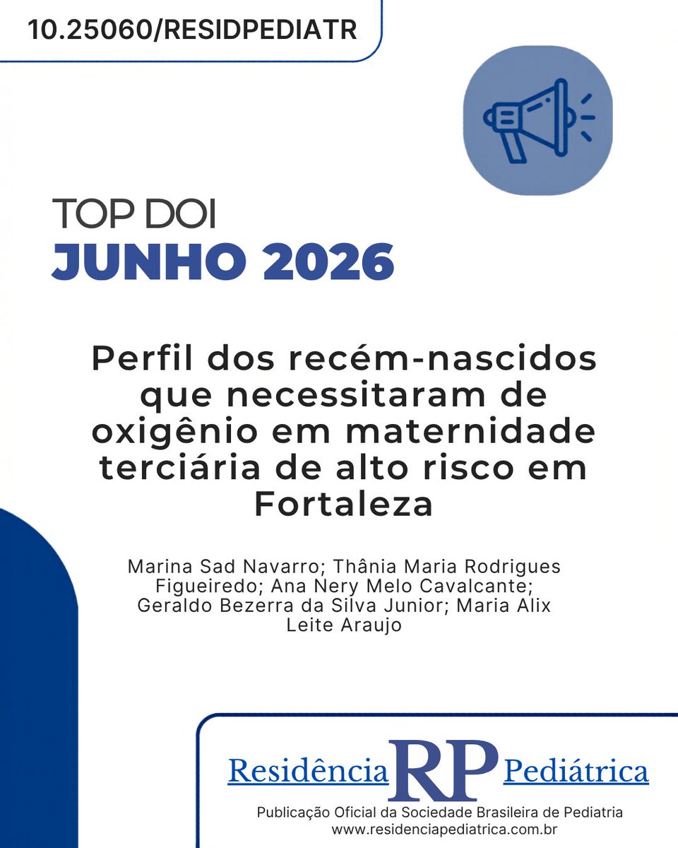 ResidPediatrica's tweet photo. 🏆 Top DOI | Junho 2026

Confira os artigos da Residência Pediátrica que estiveram entre os DOIs mais acessados no mês de Junho, segundo os registros da Crossref.

Acesse os artigos e acompanhe nossas publicações. https://t.co/ZNPOO34QC0