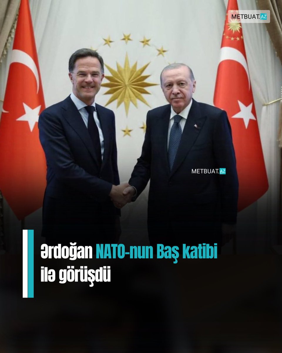 metbuat's tweet photo. 📣🇹🇷 Ərdoğan NATO-nun Baş katibi Mark Rutte ilə görüşüb.

Bu barədə Türkiyə Prezident Administrasiyası məlumat yayıb.

Görüş Ankarada NATO liderlərinin sammiti ərəfəsində keçirilib. https://t.co/e3kYWHoVK9