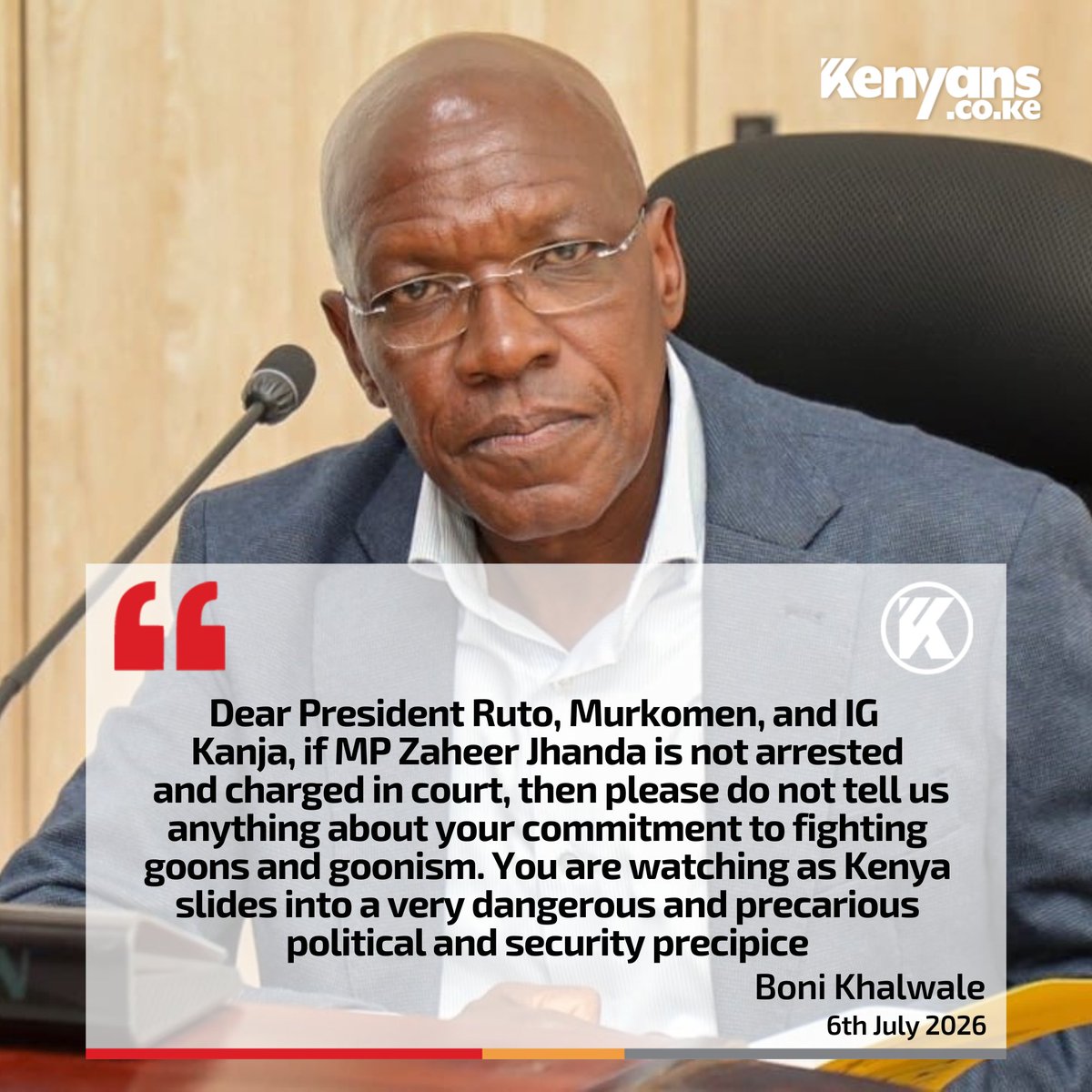 Kenyans's tweet photo. You are watching as Kenya slides into a very dangerous and precarious political and security precipice - Boni Khalwale https://t.co/Zqa8ExDkbj