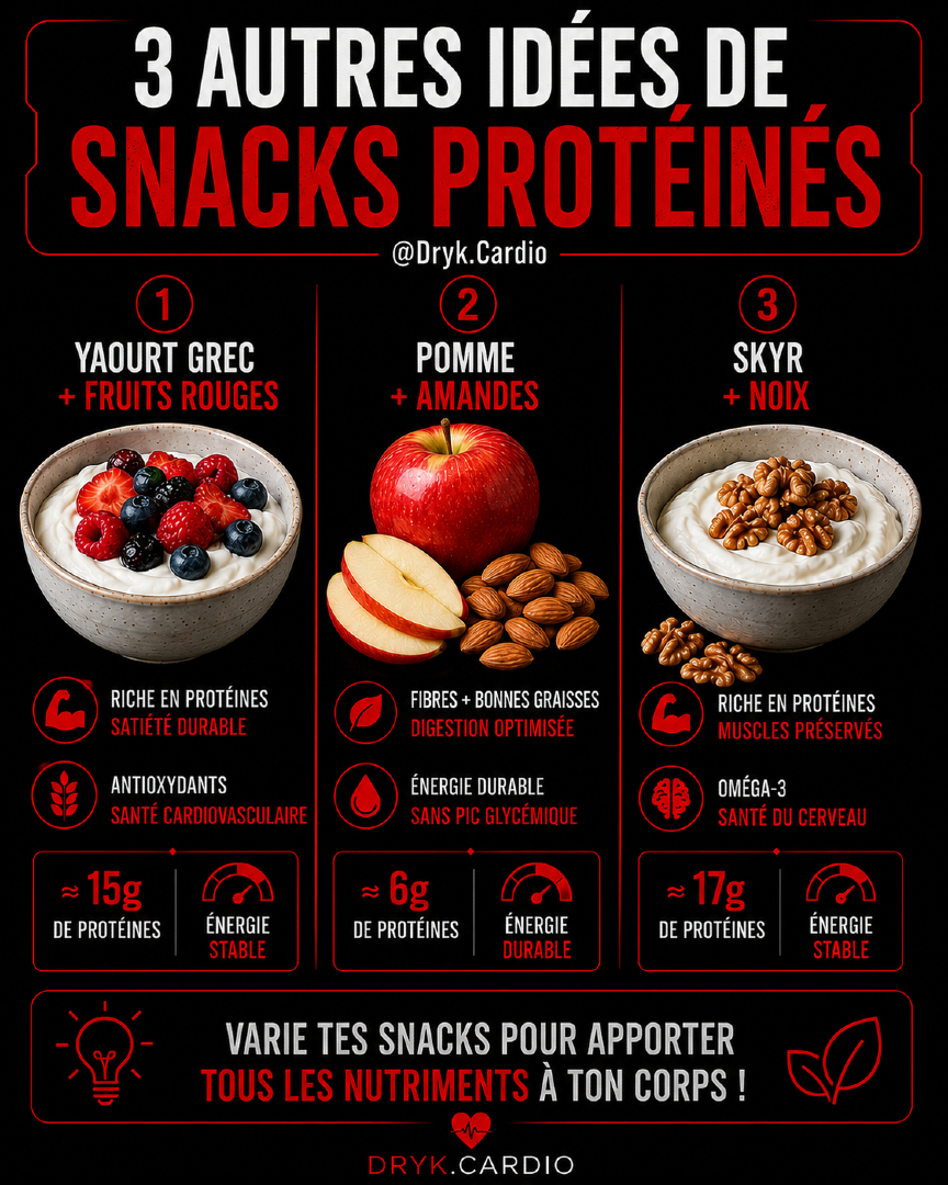 Drykcardio's tweet photo. 🥜🍌 Un simple snack peut faire toute la différence.
Beaucoup de collations donnent un coup d'énergie... puis une grosse fringale une heure plus tard.
La raison ?
Un snack efficace ne repose pas seulement sur les calories.
✅ Les protéines augmentent la satiété
✅ Les fibres ralentissent l'absorption des sucres
✅ Les bonnes graisses apportent une énergie plus stable
L'objectif n'est pas de manger moins.
L'objectif est de manger plus intelligemment.
Quelques exemples simples :
🥣 Yaourt grec + fruits rouges
🍎 Pomme + amandes
🥛 Skyr + noix
🍌 Galette de riz + beurre de cacahuète + banane
De petits changements peuvent parfois faire une grande différence sur la faim, l'énergie et le contrôle des grignotages.
👉 Quel est TON snack préféré quand tu as un petit creux ?

#Nutrition #Santé #Cardiologue #SantéCardiovasculaire #AlimentationSaine #Prévention #Longévité #DrykCardio