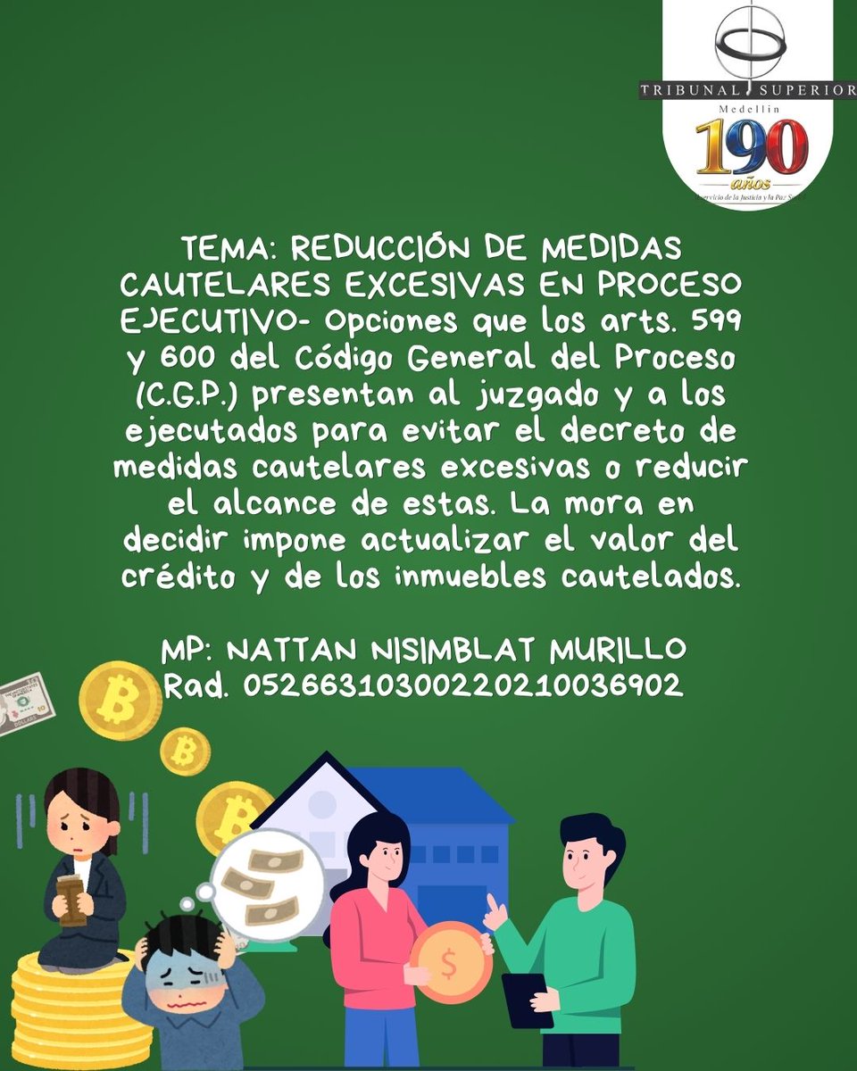 TribSupMed's tweet photo. TEMA: REDUCCIÓN DE MEDIDAS CAUTELARES EXCESIVAS EN PROCESO EJECUTIVO
MP: NATTAN NISIMBLAT MURILLO 
Rad. 05266310300220210036902 
Sala Civil
Descarga la providencia a través del QR que se encuentra en la última imagen de nuestro Instagram @tribsupmed https://t.co/aWrmQCptme https://t.co/TUk5hzwrPj